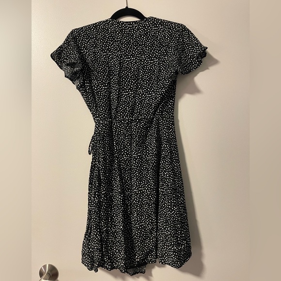 Francesca’s Black and White Polka Dot Wrap Dress - Picture 2 of 4